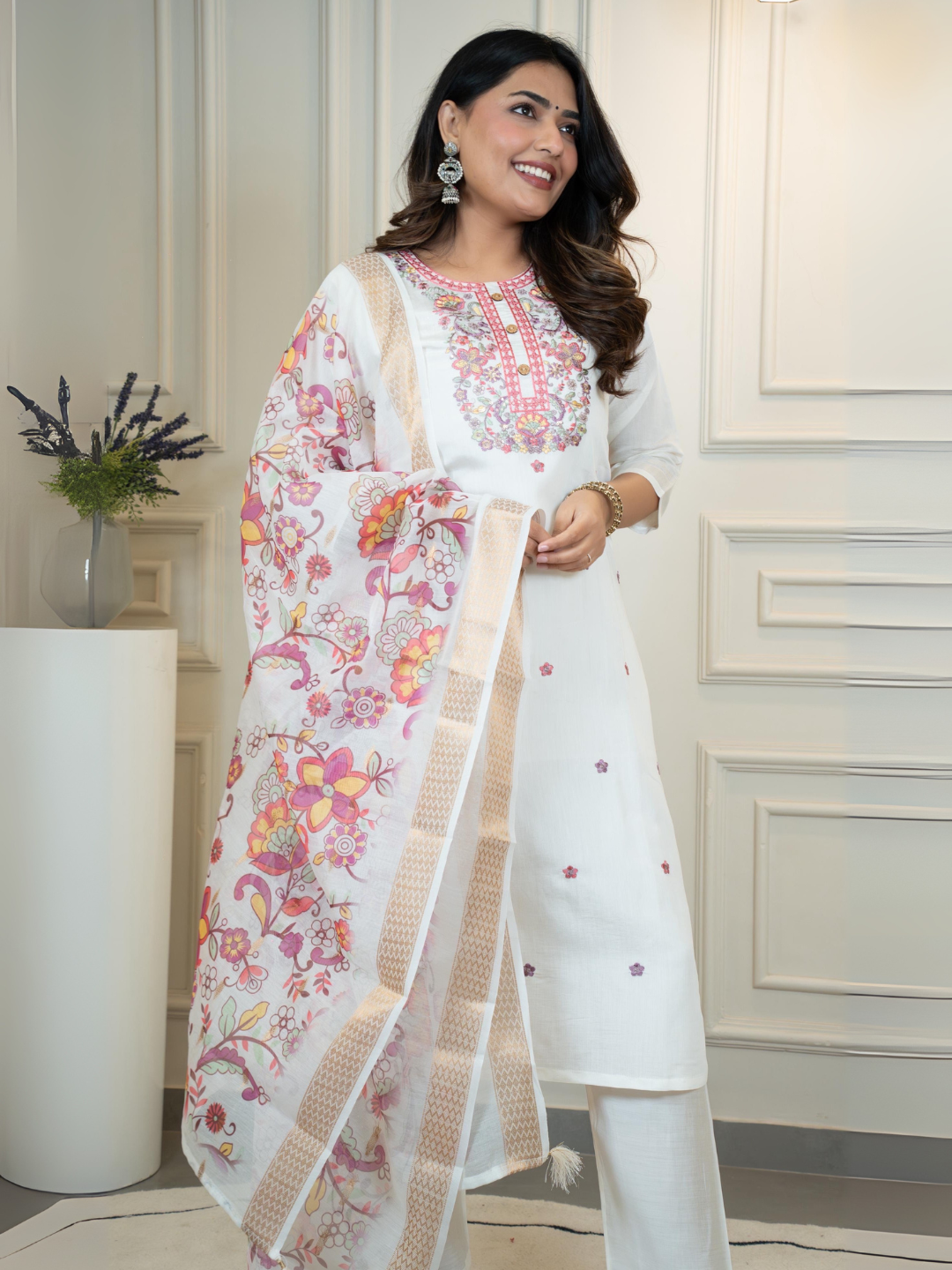 Bloom in Ivory Roman Silk Suit Set