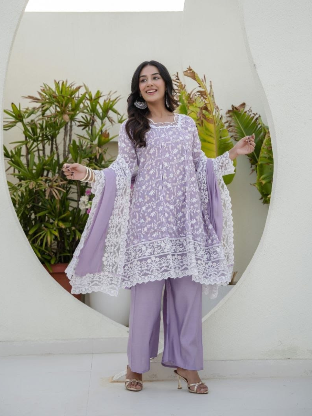 Embroidered Mul Cotton Classic Dupatta Set