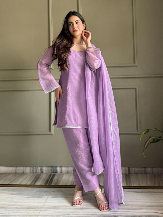 Soft Glam Crunchy Silk Salwar Suit with Diamond Work