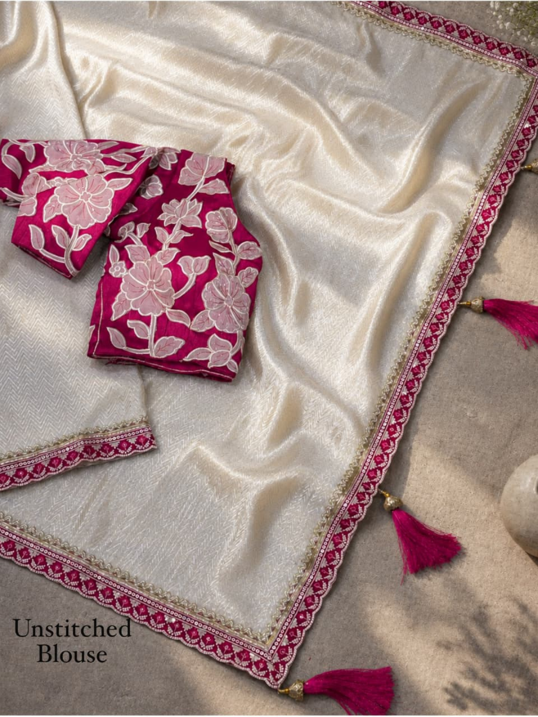Satin Splendour Saree with Intricate Weaves