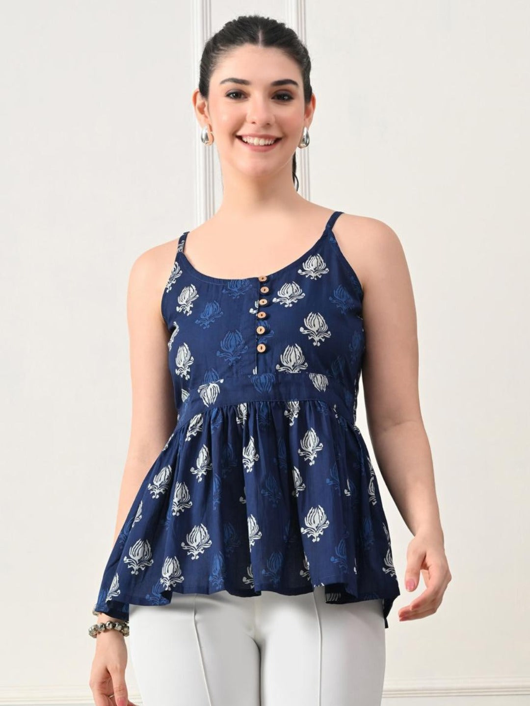 Playful Cotton Peplum Top