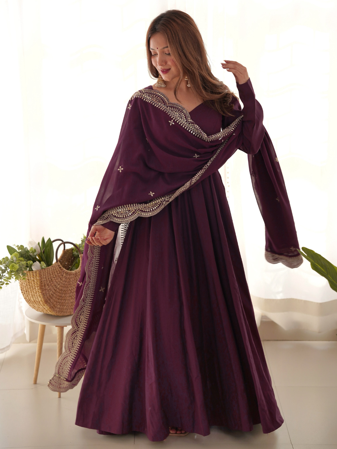 Designer Anarkali Gown with Exquisite Embroidered Dupatta