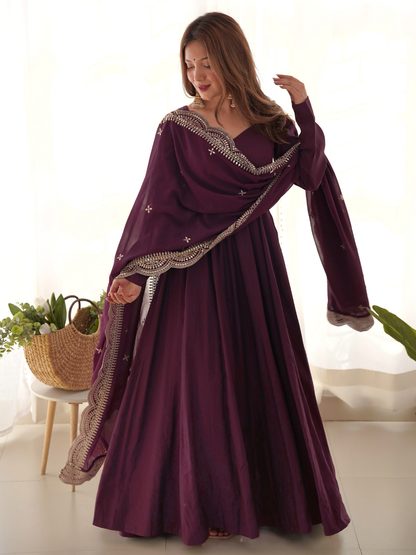 Designer Anarkali Gown with Exquisite Embroidered Dupatta