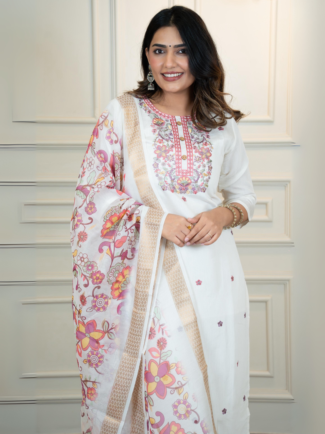 Bloom in Ivory Roman Silk Suit Set