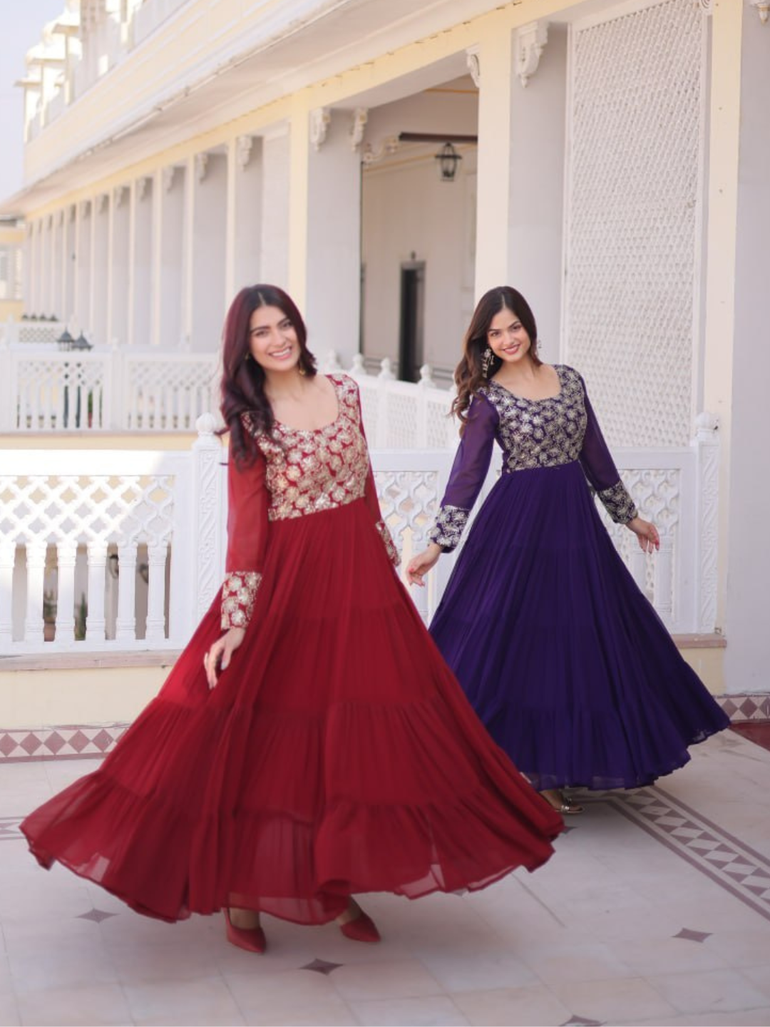 Festive Twirls Tiered Gown