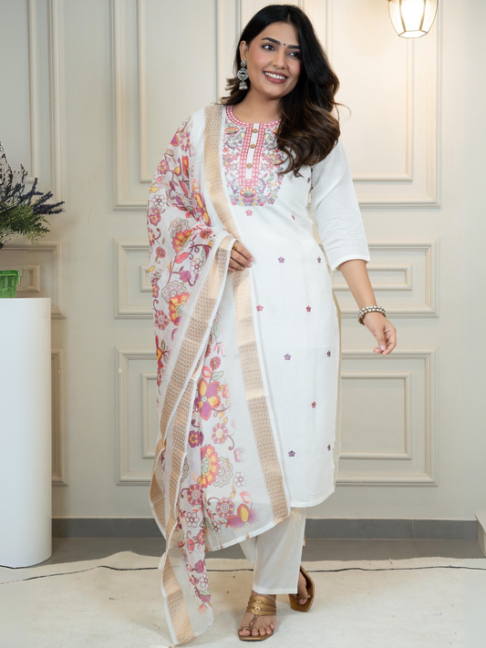 Bloom in Ivory Roman Silk Suit Set