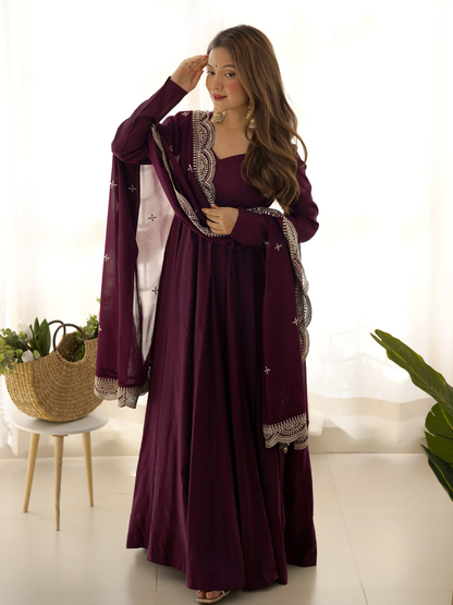 Designer Anarkali Gown with Exquisite Embroidered Dupatta
