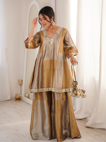 Golden Glow Two-Tone Tissue Co-Ord Set