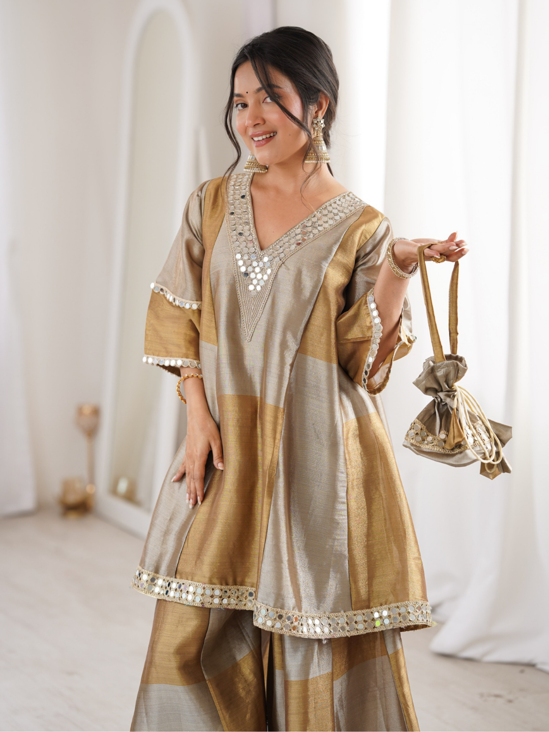 Golden Glow Two-Tone Tissue Co-Ord Set