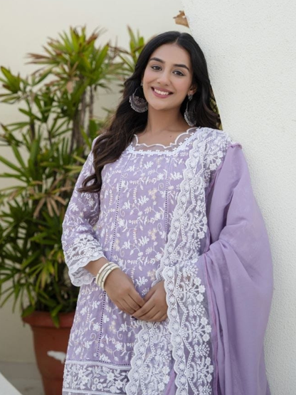 Embroidered Mul Cotton Classic Dupatta Set