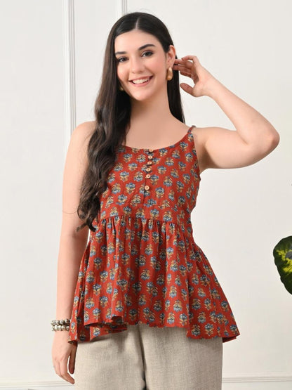 Playful Cotton Peplum Top