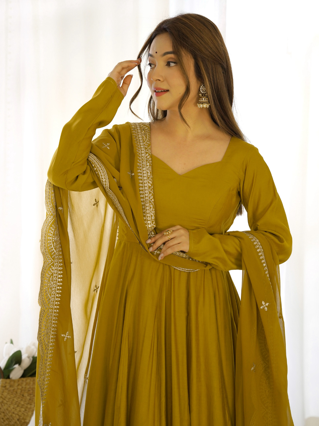 Designer Anarkali Gown with Exquisite Embroidered Dupatta