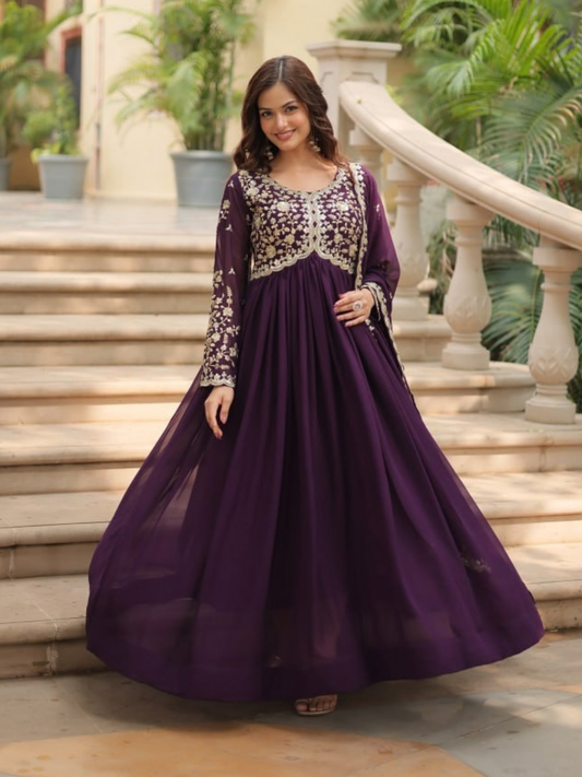 Majestic Maroon & Wine Gown Set