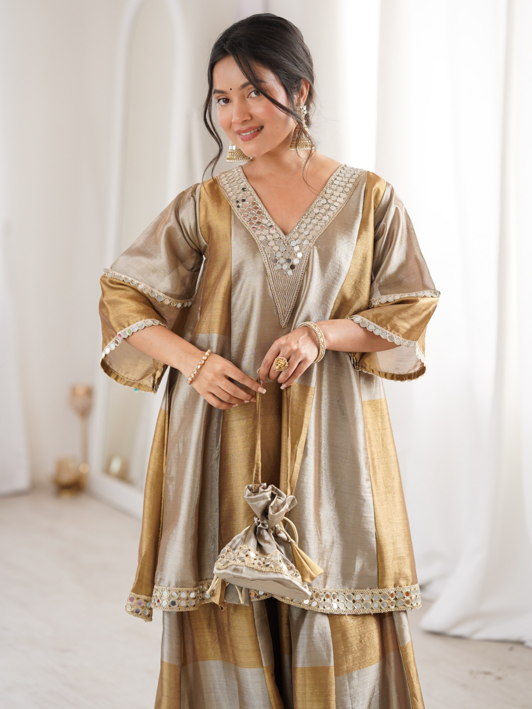 Golden Glow Two-Tone Tissue Co-Ord Set