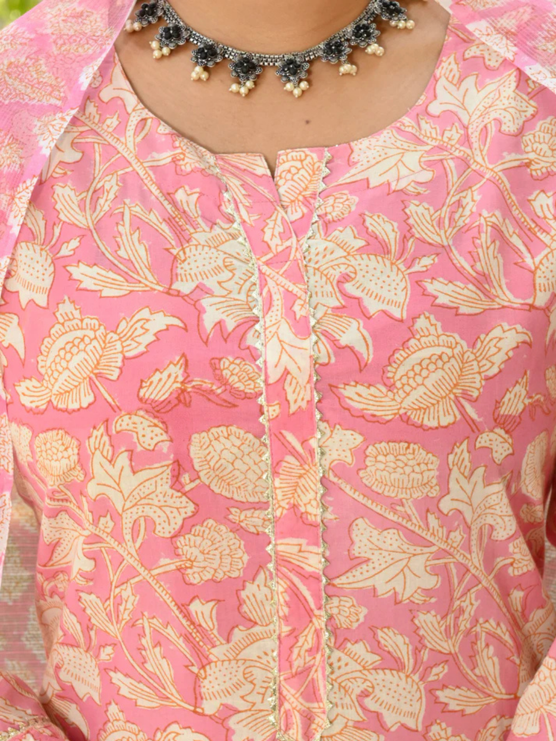 Pastel Charm Hand-Block Suit Set