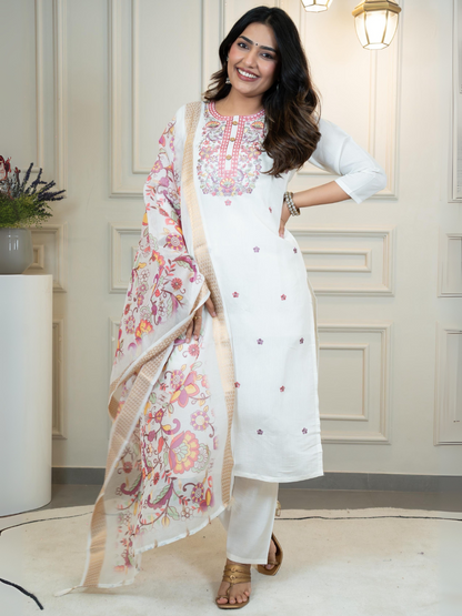 Bloom in Ivory Roman Silk Suit Set