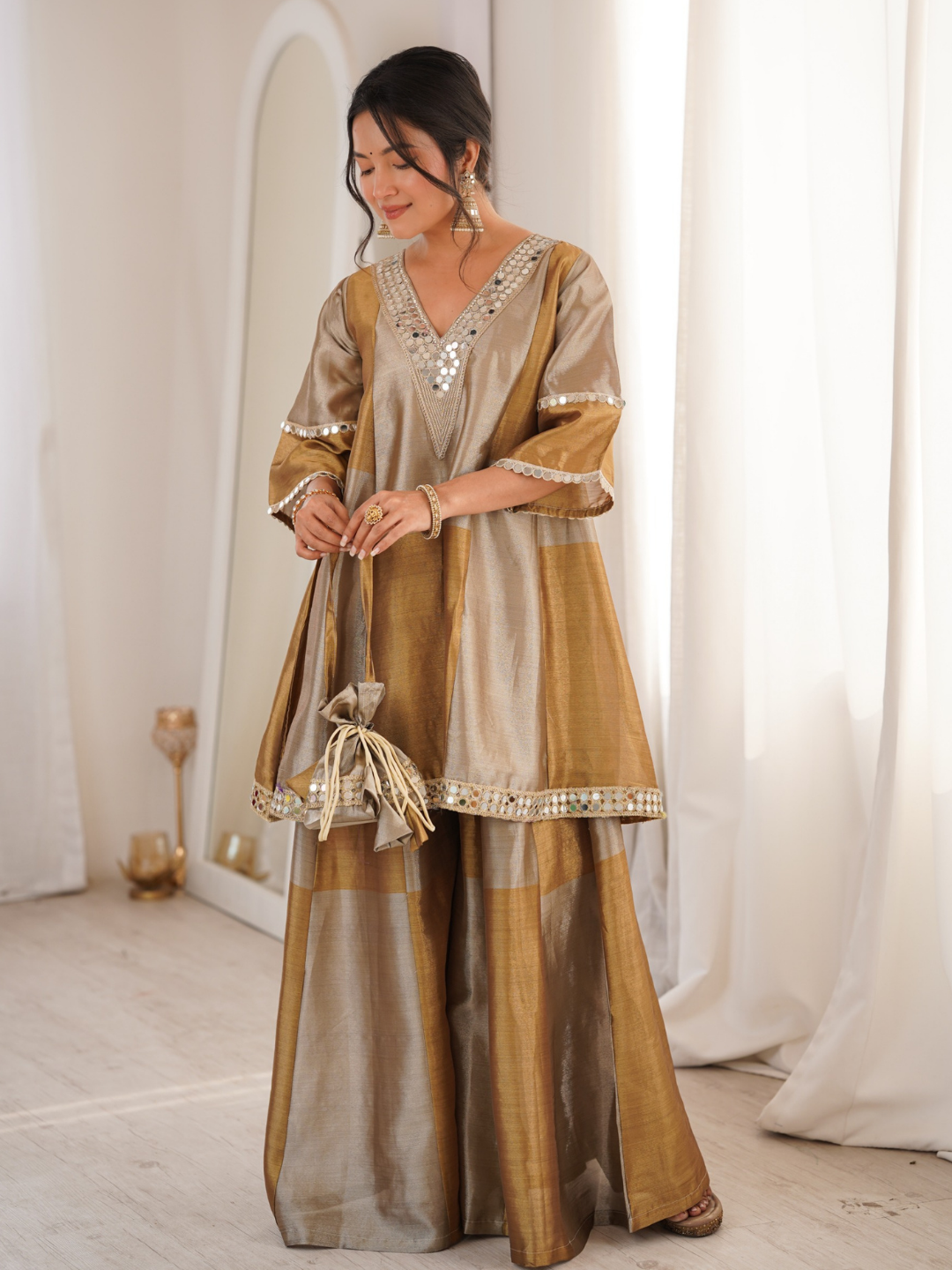 Golden Glow Two-Tone Tissue Co-Ord Set