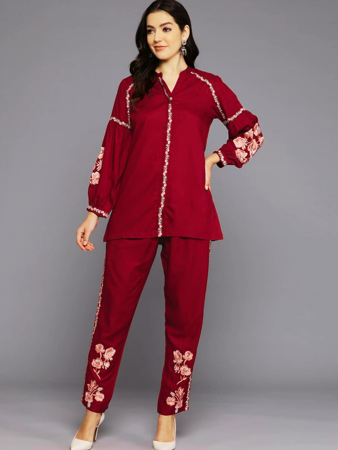 Maroon Plain Co-Ord Set