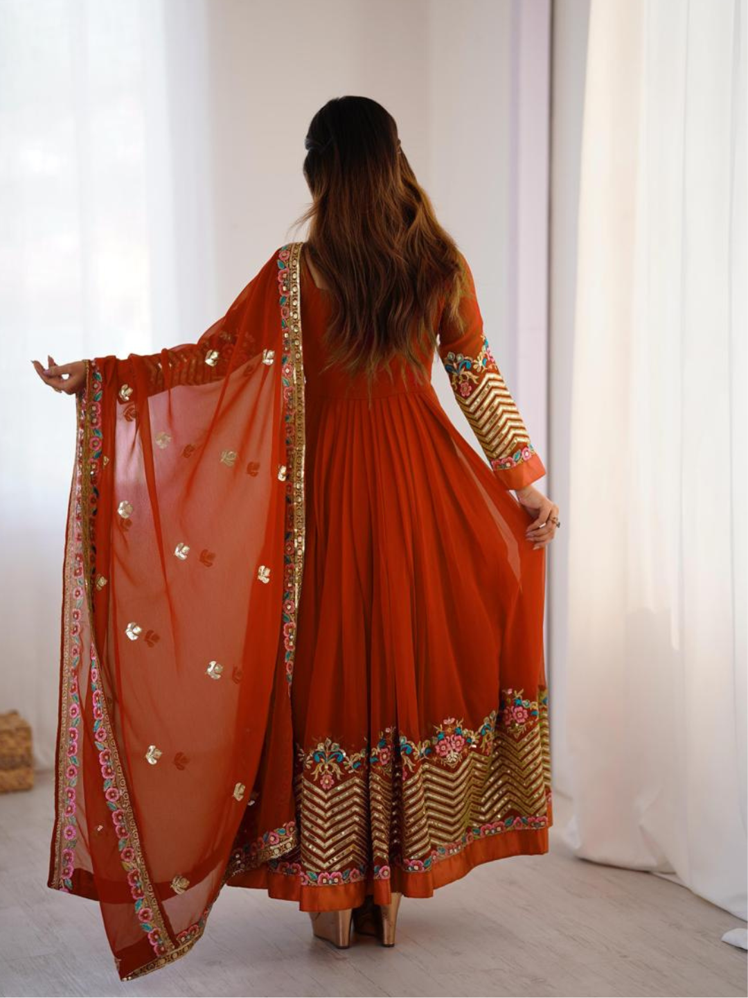 Elegant Festive Georgette Dupatta Set