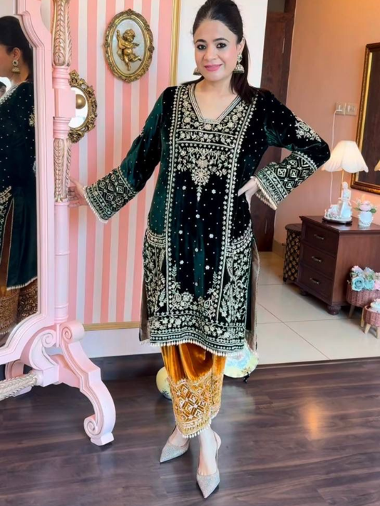 Emerald Velvet Suit Set