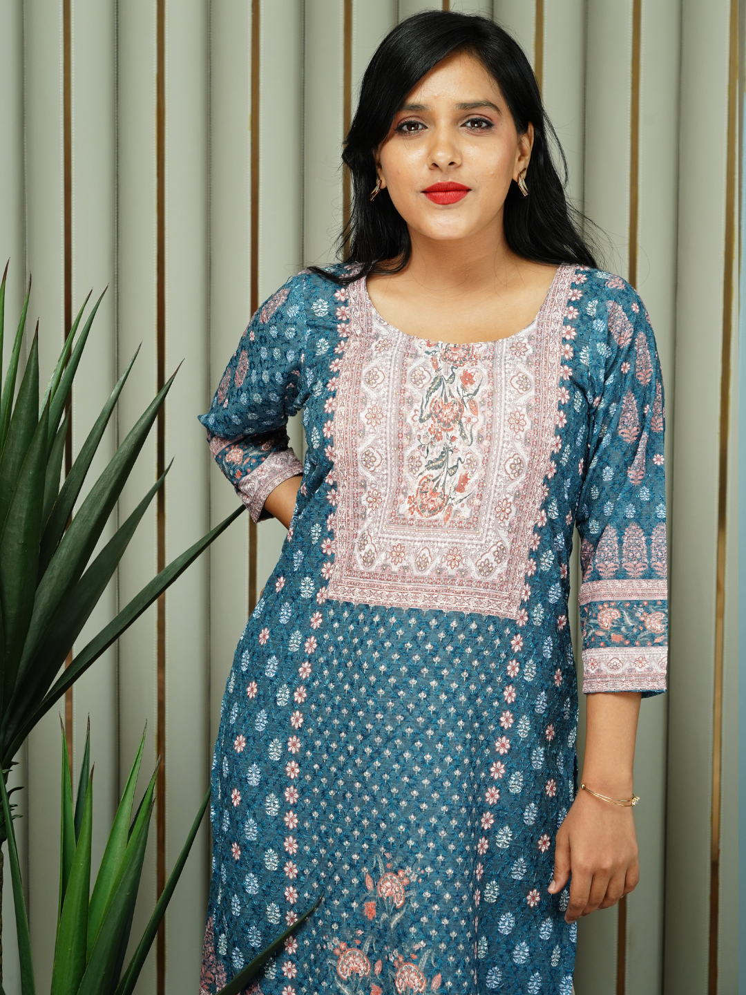 Blue Schiffli Kurti