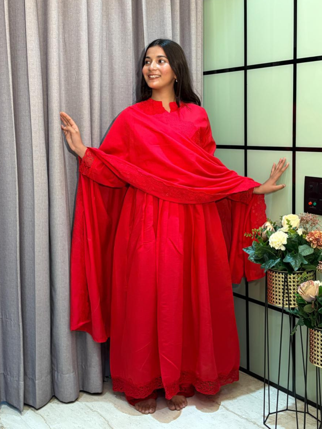 Classic Elegance in Roman Silk Dupatta Set