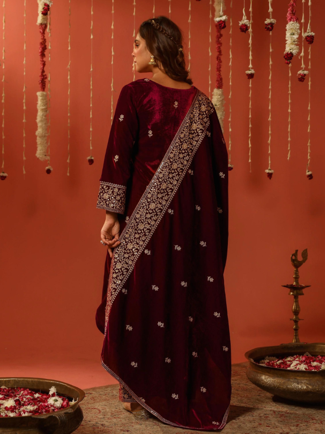 Luxe Velvet Embroidered Suit Set