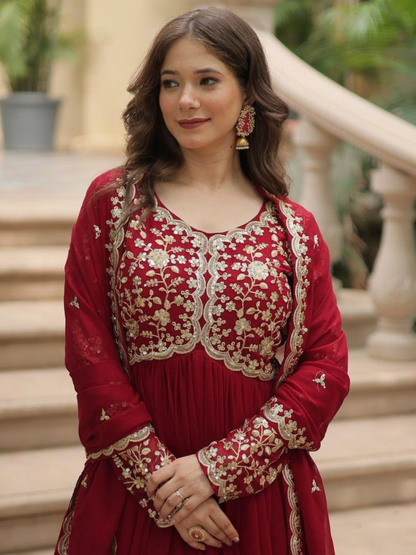 Majestic Maroon & Wine Gown Set