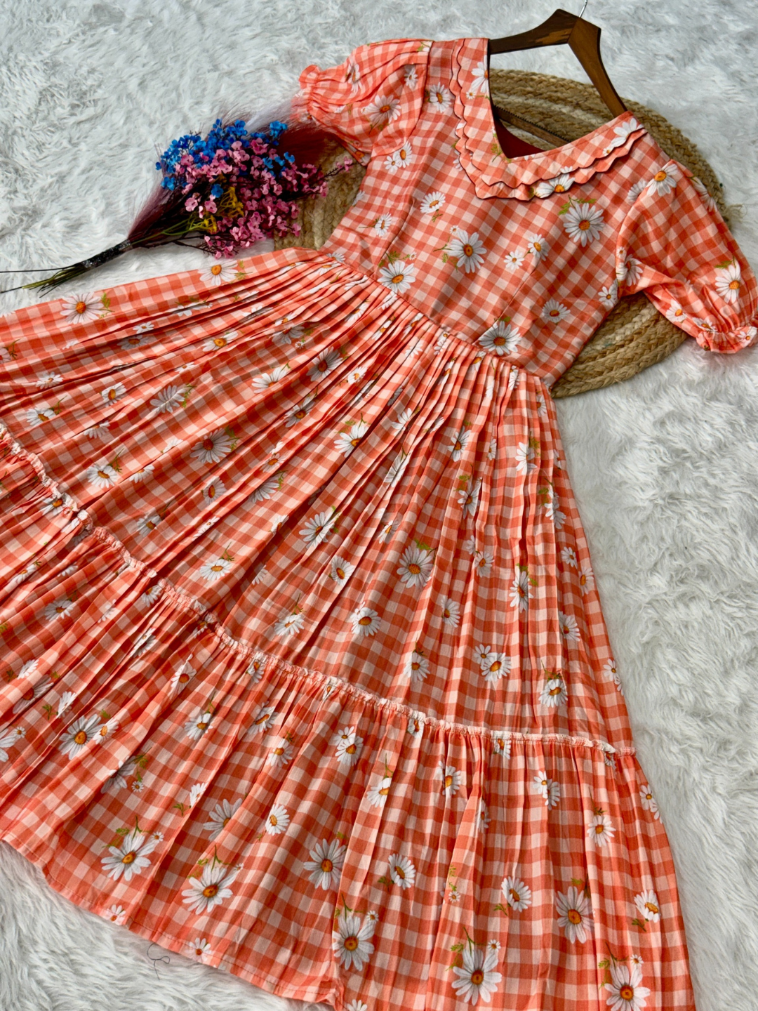 Breezy Gingham Muslin Silk Dress