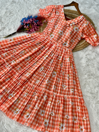 Breezy Gingham Muslin Silk Dress