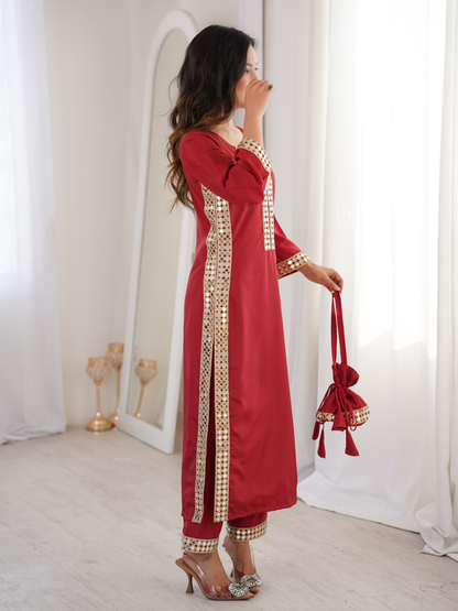 Radiant Mirror Work Crepe Co-ord