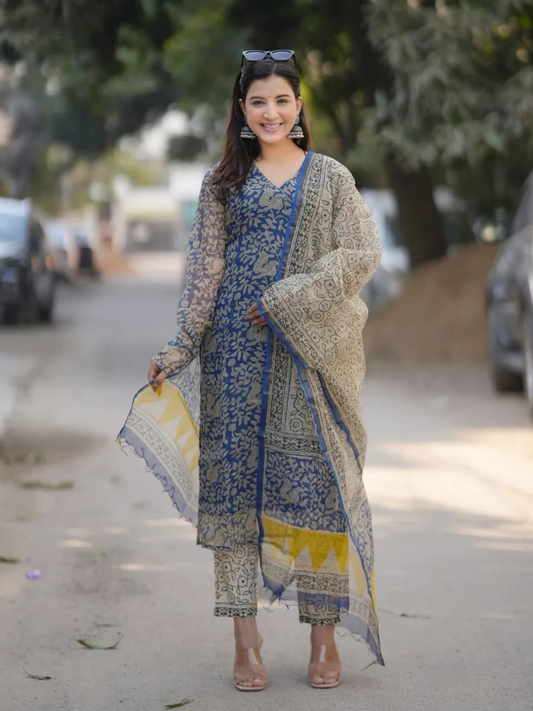 Timeless Blue Kota Doriya Suit Set