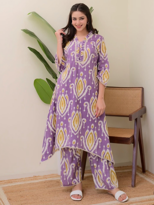 Breezy Ikat Print Kurta Set