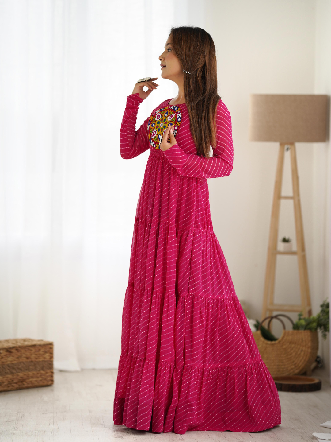 Leheriya Gown with Gamthi Patchwork