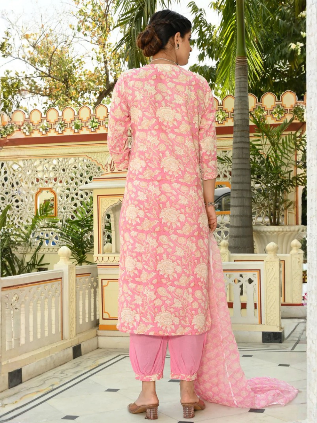 Pastel Charm Hand-Block Suit Set