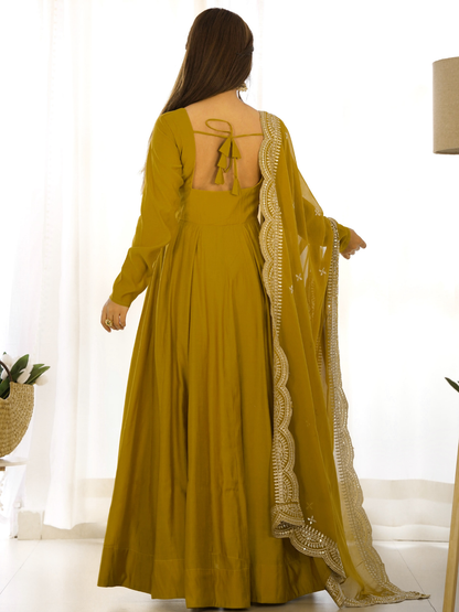 Designer Anarkali Gown with Exquisite Embroidered Dupatta