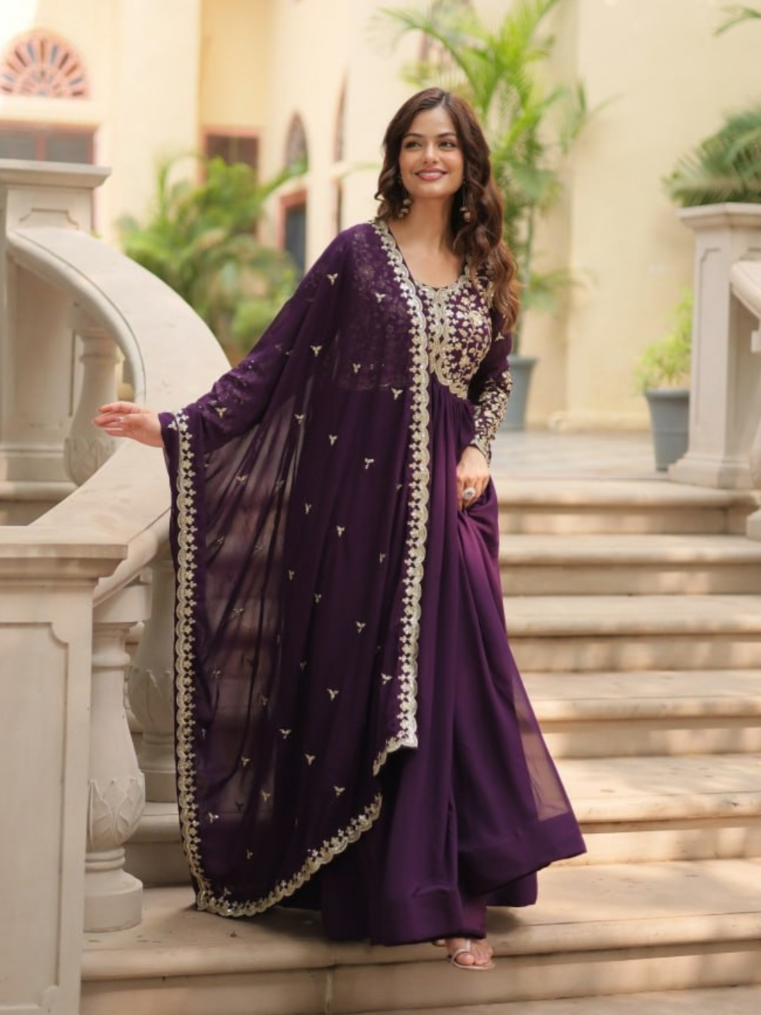 Majestic Maroon & Wine Gown Set