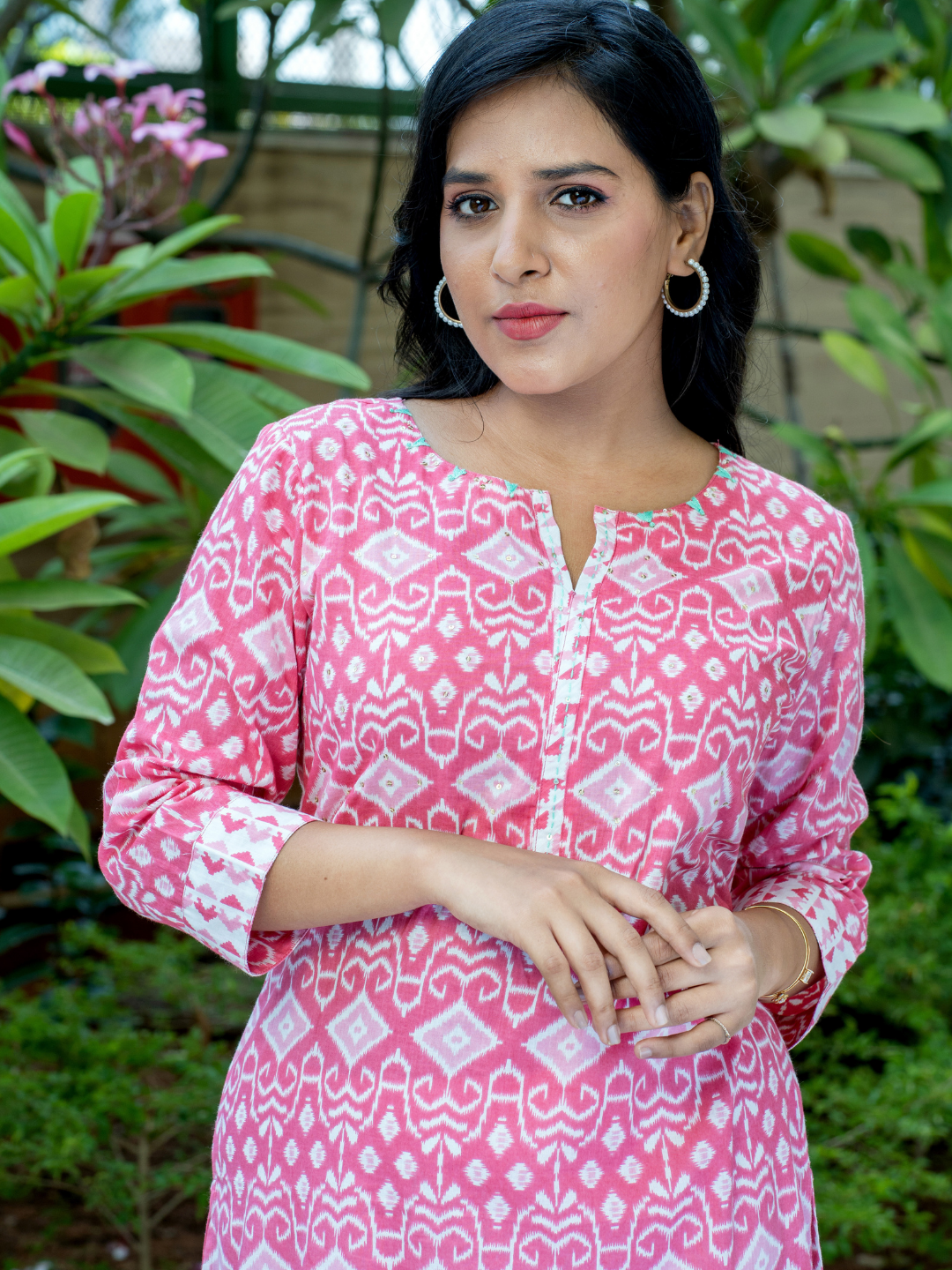 Pink Abstract Print Kurti