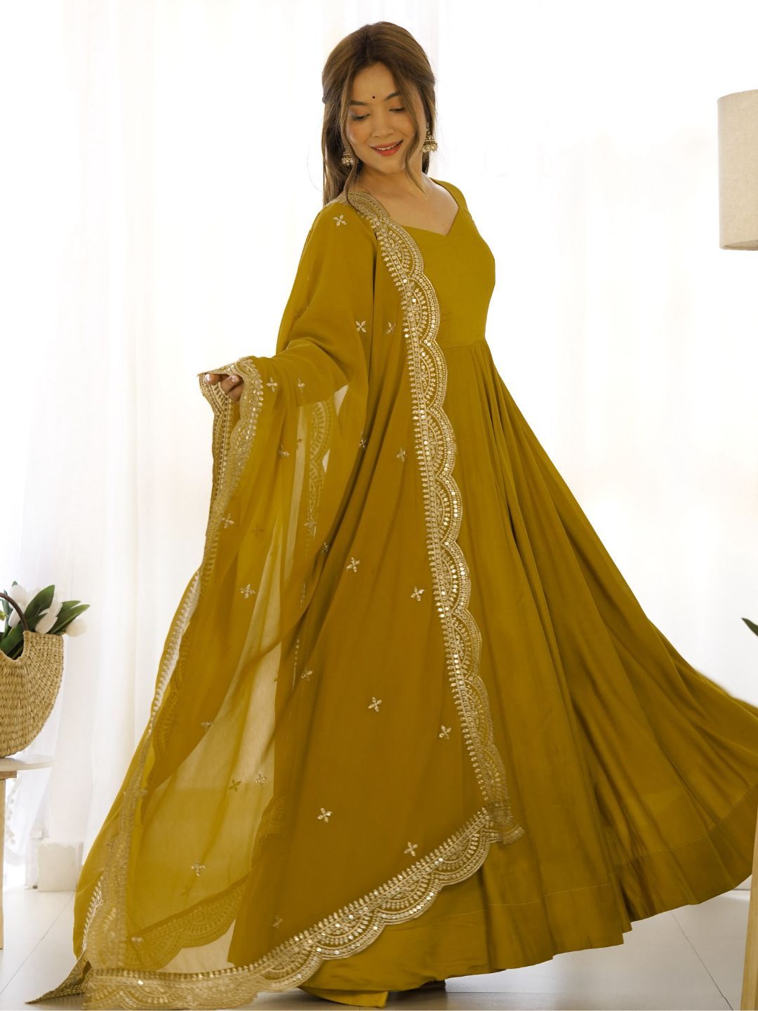 Designer Anarkali Gown with Exquisite Embroidered Dupatta