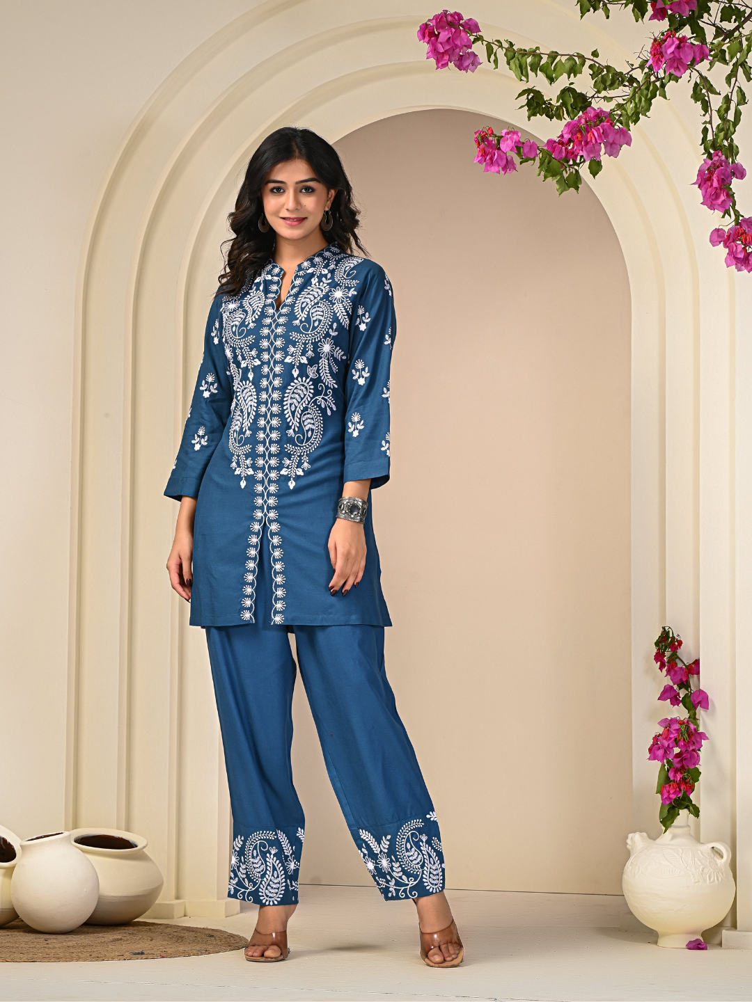Contemporary Blue Embroidered Co-ord Set