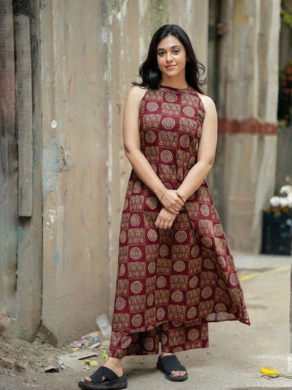 Ajrakh Elegance in Modern Halter Silhouette