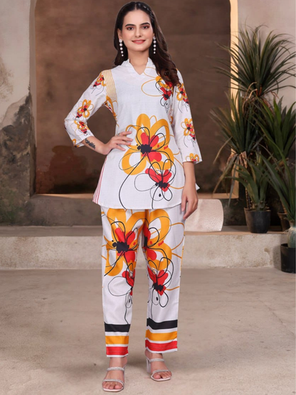 Vibrant Cotton Silk Digital Print Co-Ord Set