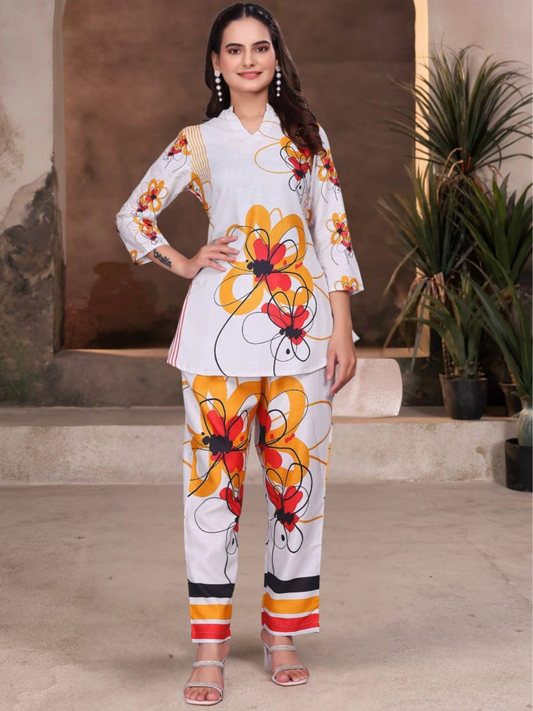 Vibrant Cotton Silk Digital Print Co-Ord Set