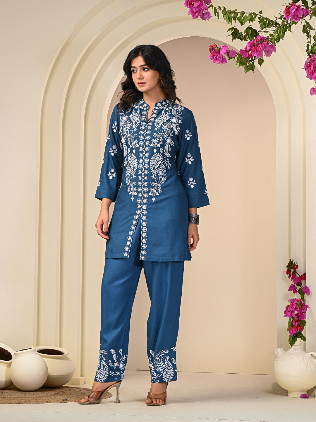 Contemporary Blue Embroidered Co-ord Set