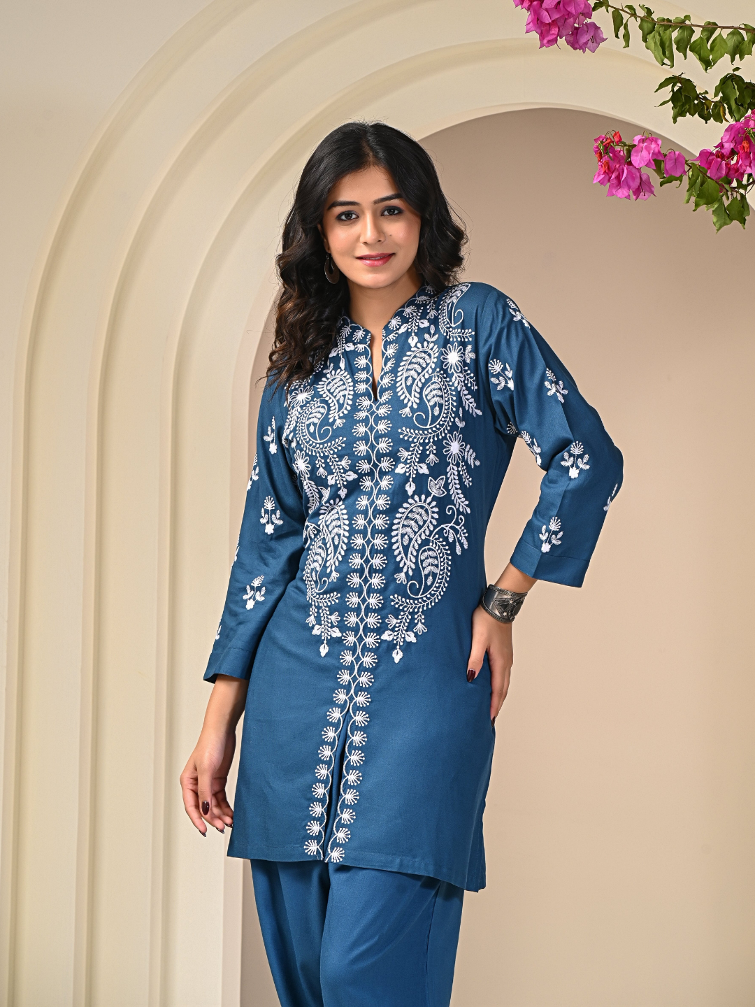 Contemporary Blue Embroidered Co-ord Set