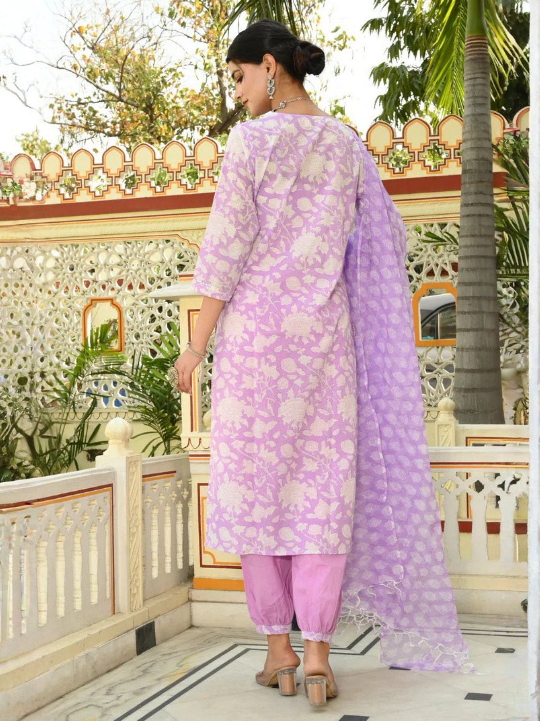 Pastel Charm Hand-Block Suit Set