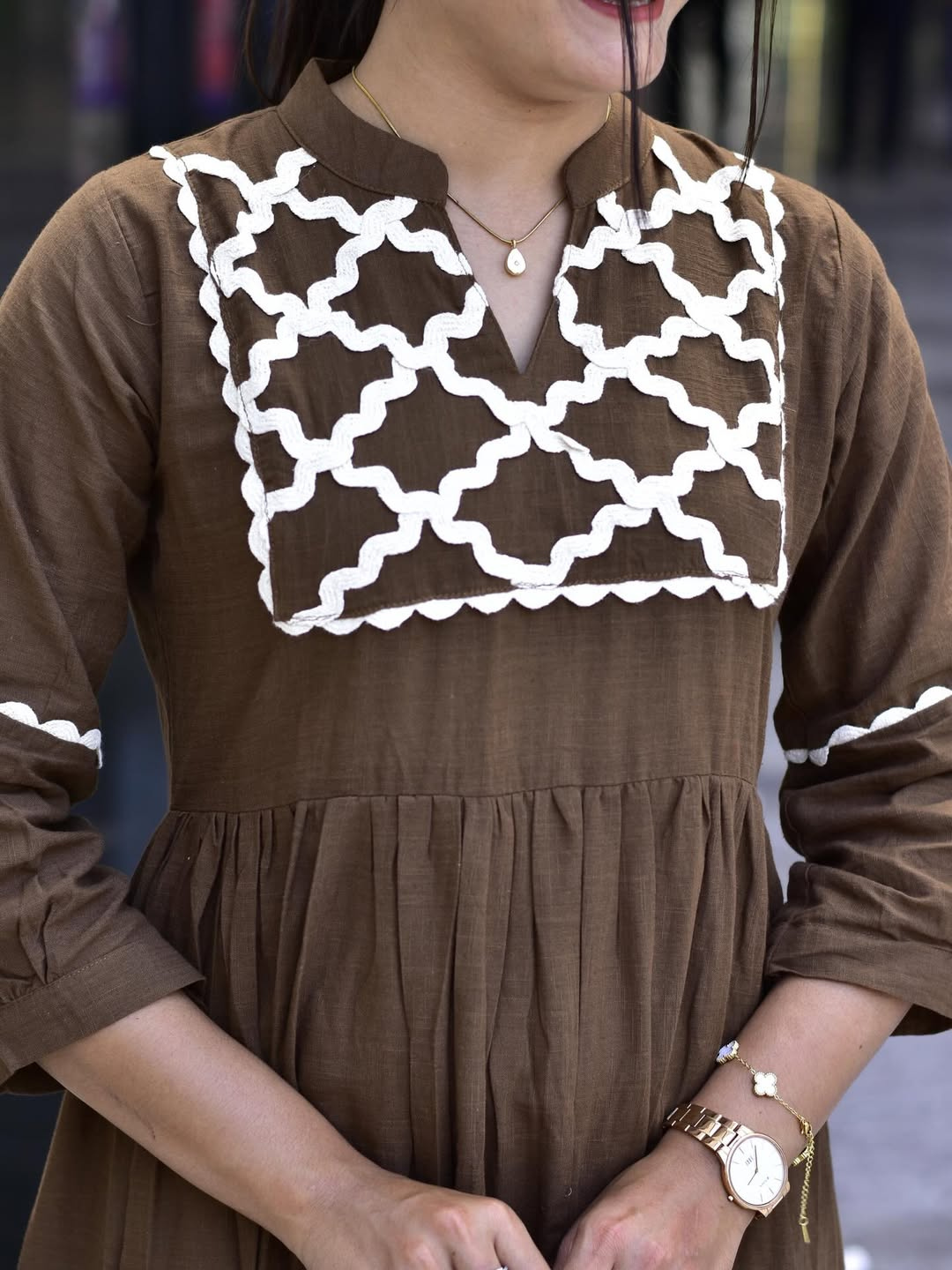 Mocha Grace Jaipuri Cotton Dress