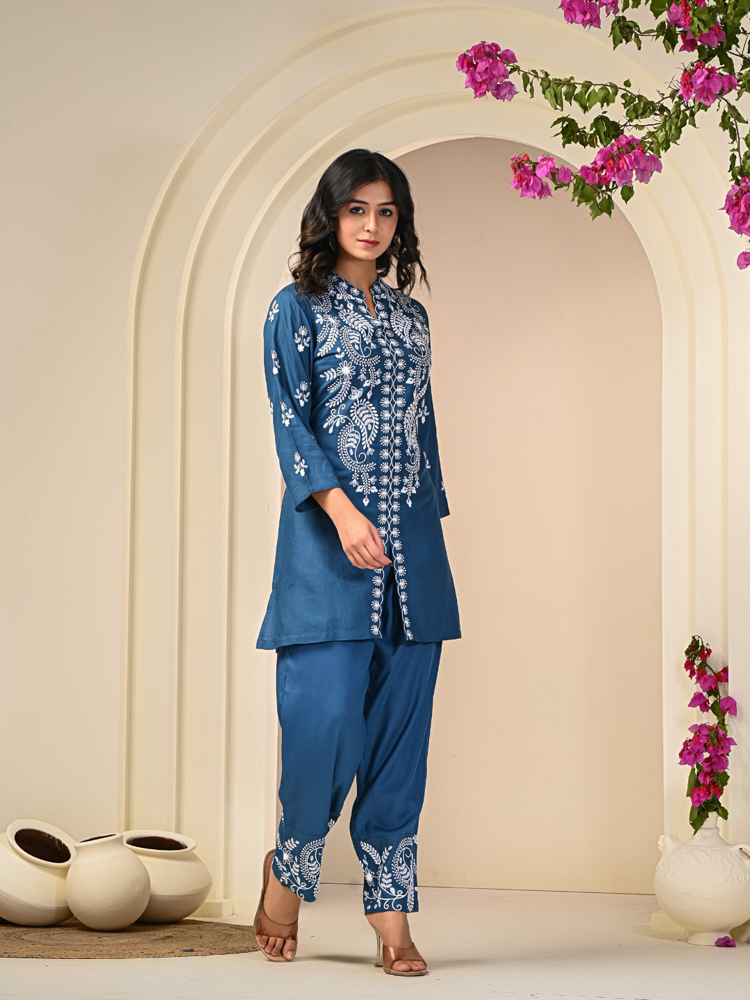 Contemporary Blue Embroidered Co-ord Set