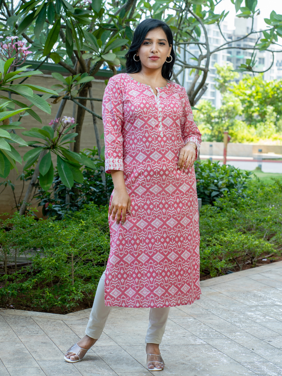 Pink Abstract Print Kurti