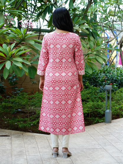 Pink Abstract Print Kurti